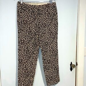 J.Crew, café, Capri linen animal print pants size 4